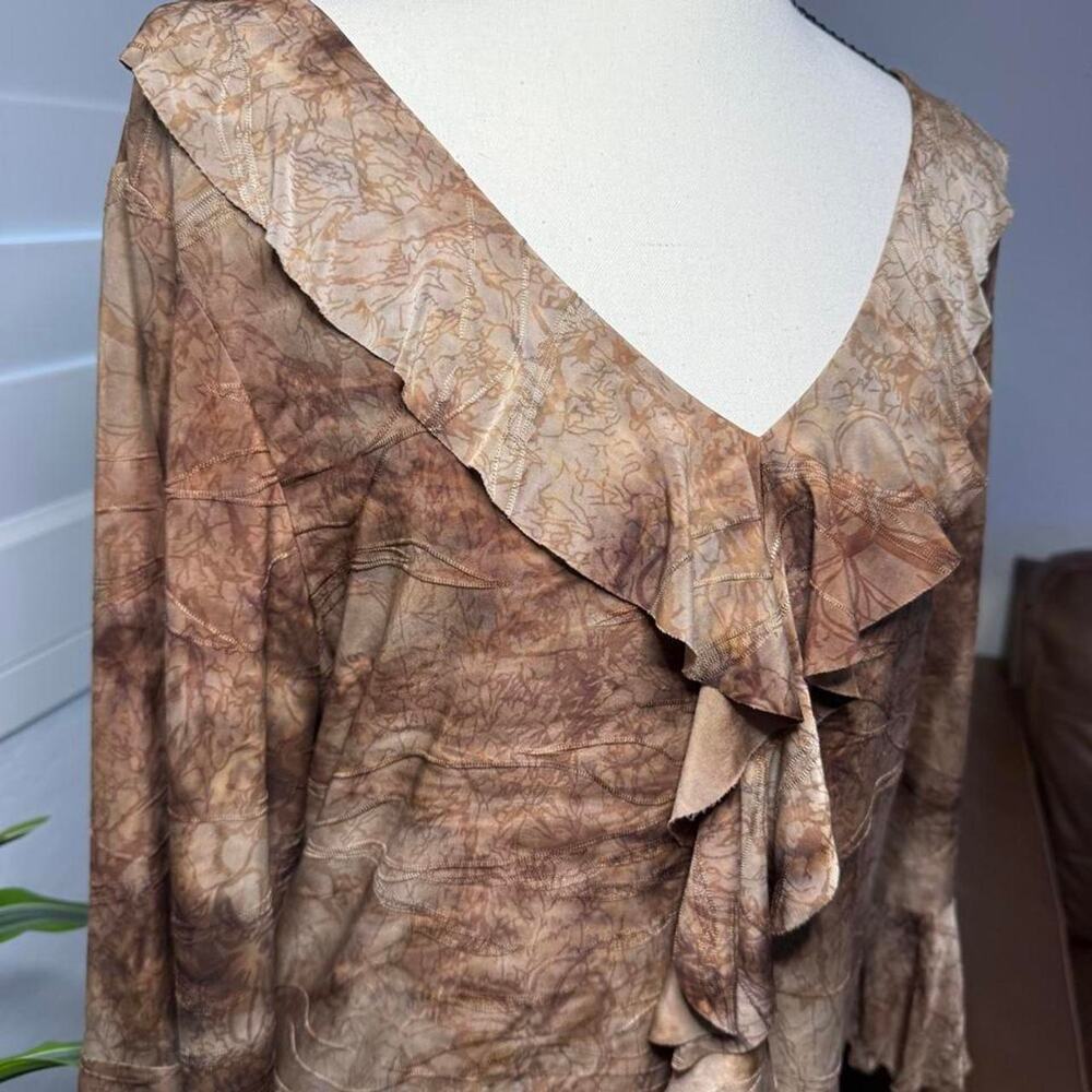 Vintage y2k boho romantic fairycore cottagecore ruffle bell sleeve flowy blouse - Picture 4 of 8